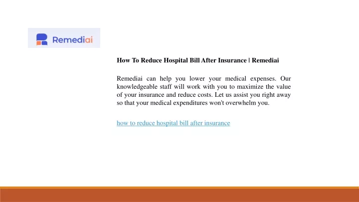 how to reduce hospital bill after insurance