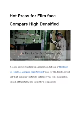 Hot Press for Film face Compare High Densified