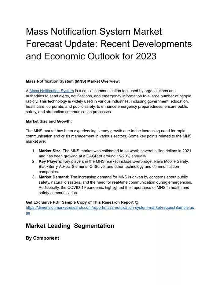 mass notification system market forecast update