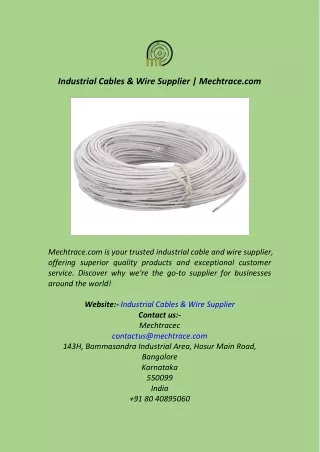 Industrial Cables & Wire Supplier  Mechtrace.com
