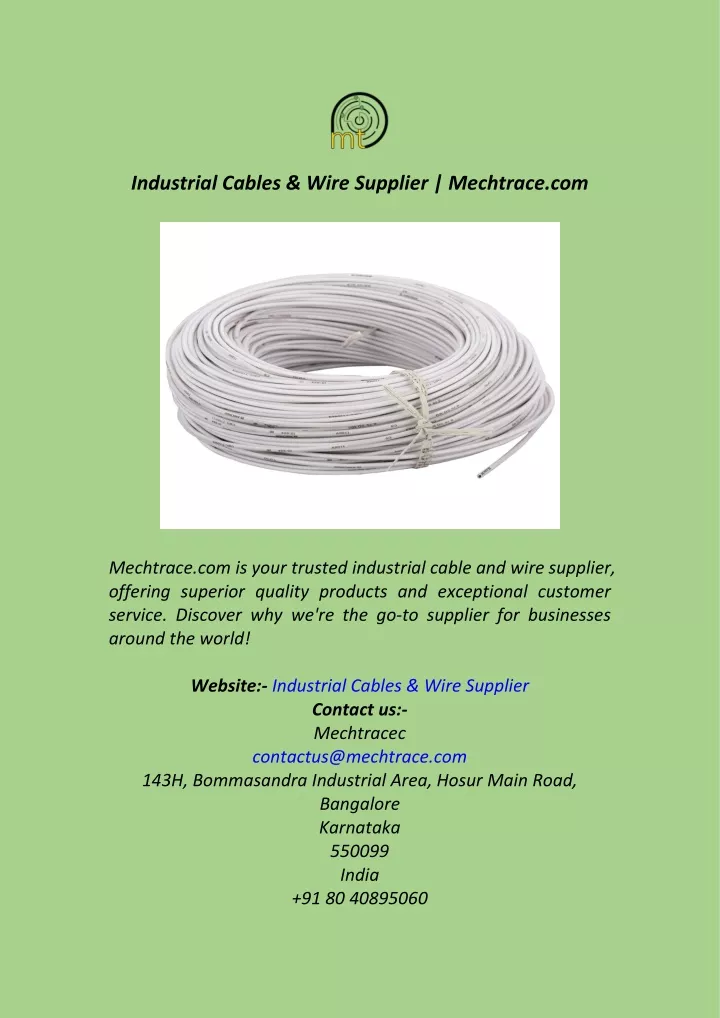industrial cables wire supplier mechtrace com