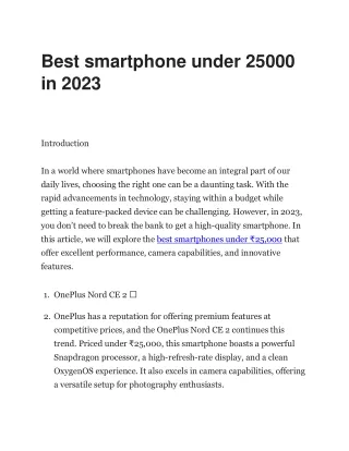 Best smartphone under 25000 in 2023