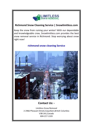 richmond snow cleaning service snowlimitless com