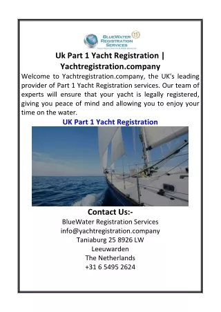 Uk Part 1 Yacht Registration  Yachtregistration.company