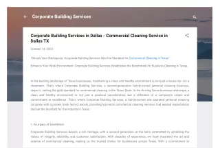 Corporate Building Services in Dallas - Commercial Cleaning Service in Dallas TX