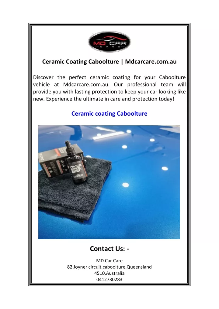 ceramic coating caboolture mdcarcare com au