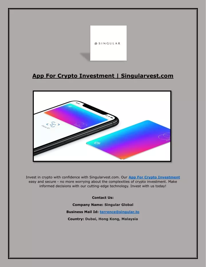 app for crypto investment singularvest com