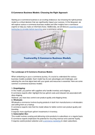 E-Commerce Business Models_ Choosing the Right Approach