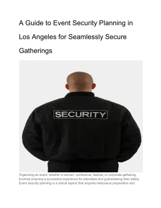 a guide to event security planning in