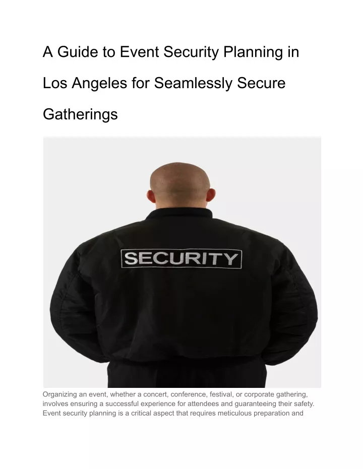 a guide to event security planning in