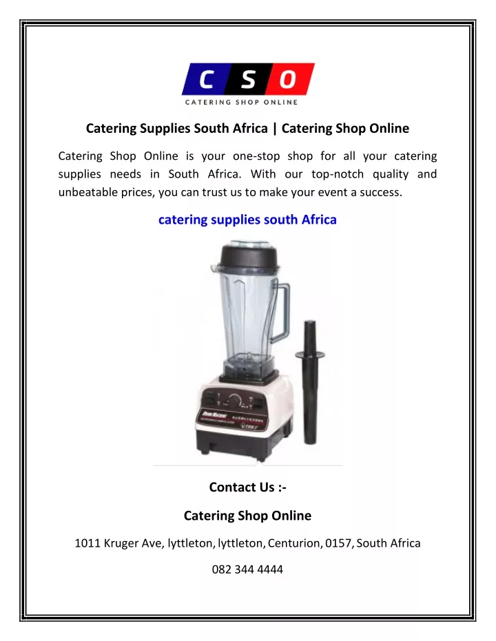 catering supplies south africa catering shop