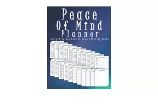 PDF read online Peace Of Mind Planner Everything You Need to Know After My Death
