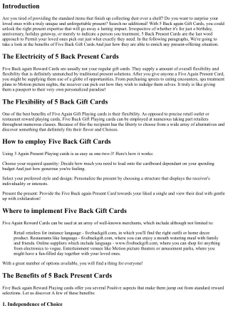 Unlock the best Reward Expertise with Five Back Reward Cards