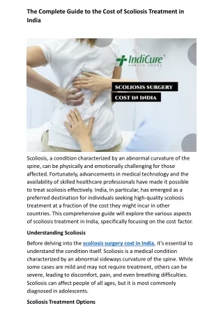 The Complete Guide to the Cost of Scoliosis Treatment in India-Scoliosis surgery