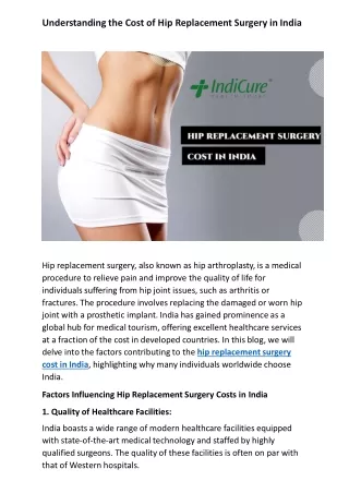 Understanding the Cost of Hip Replacement Surgery in India