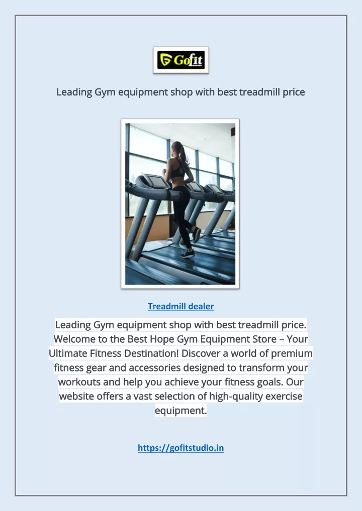 leading gym equipment shop with best treadmill