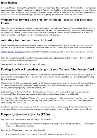 Producing probably the most of one's Walmart Visa Present Card: Ideas and Tricks