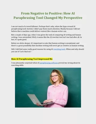 From Negative to Positive How AI Paraphrasing Tool Changed My Mind