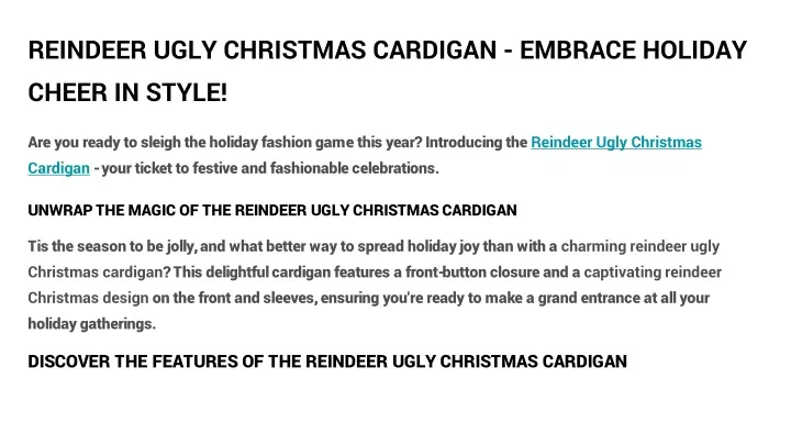 reindeer ugly christmas cardigan embrace holiday