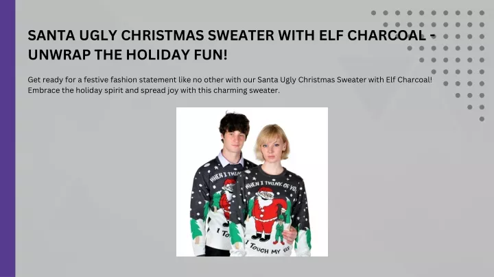 santa ugly christmas sweater with elf charcoal