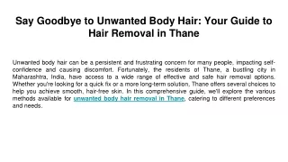 Say Goodbye to Unwanted Body Hair_ Your Guide to Hair Removal in Thane