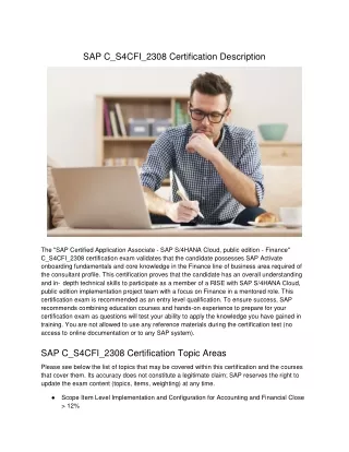 sap c s4cfi 2308 certification description