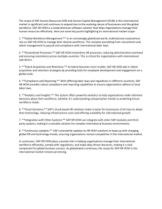 the scope of sap human resources hr and human