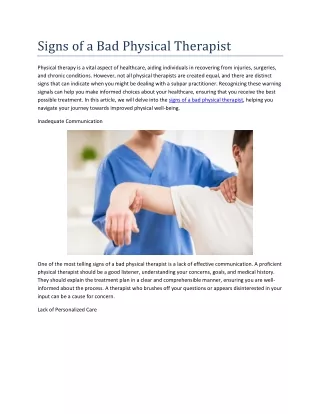 signs of a bad physical therapist