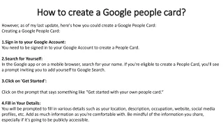 How to create a Google people card