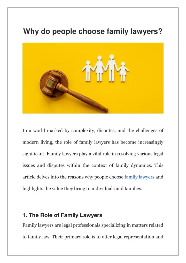 why do people choose family lawyers