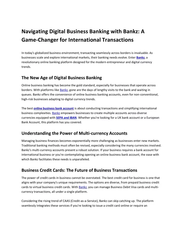 navigating digital business banking with bankz