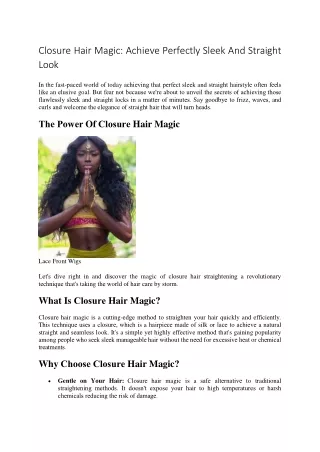 Closure Hair Magic