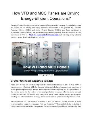 How VFD and MCC Panels are Driving Energy-Efficient Operations?