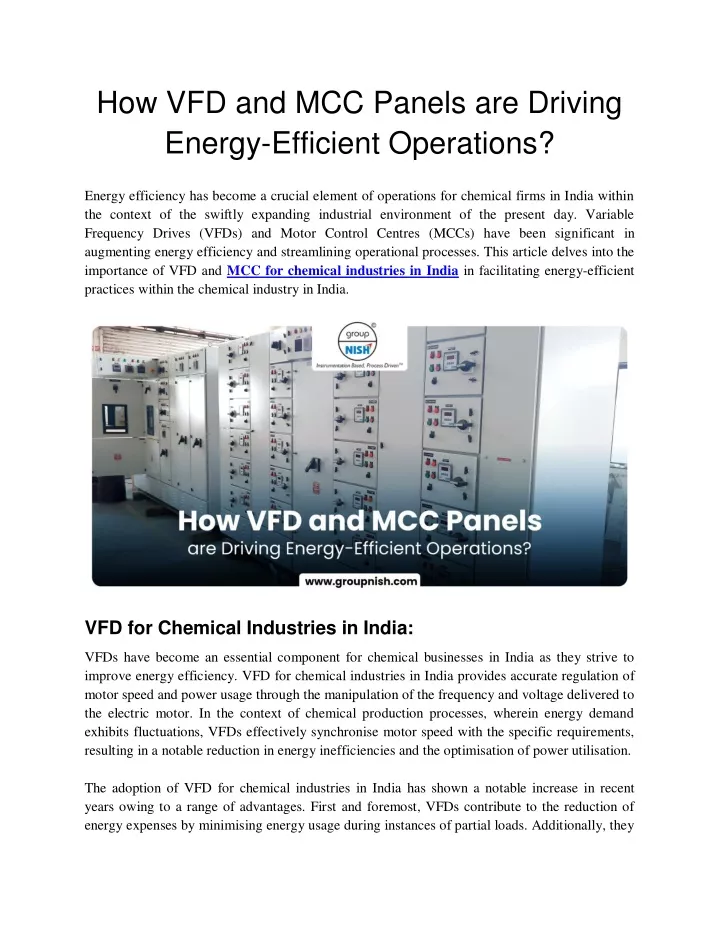 how vfd and mcc panels are driving energy