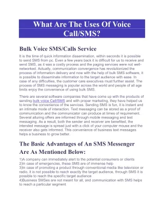 what are the uses of voice call sms