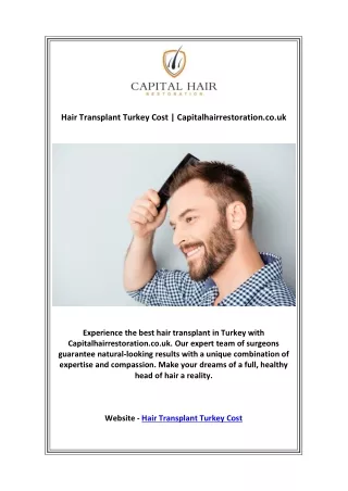 Hair Transplant Turkey Cost | Capitalhairrestoration.co.uk