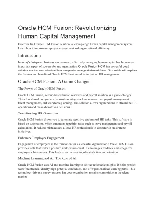 Oracle HCM Fusion_ Revolutionizing Human Capital Management