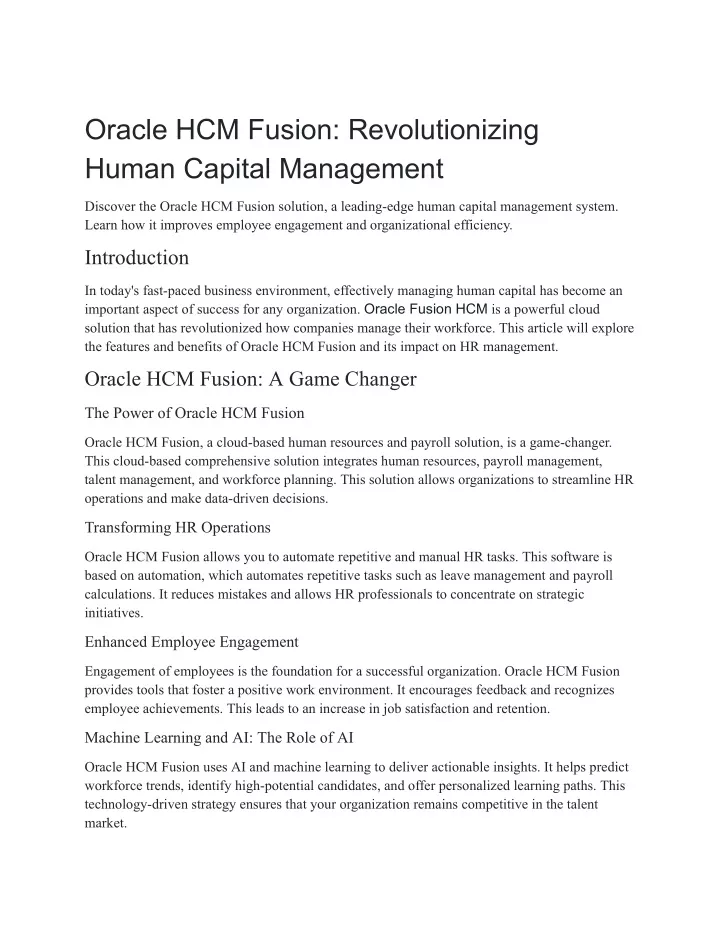 oracle hcm fusion revolutionizing human capital