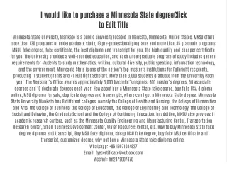 I would like to purchase a Minnesota State degree