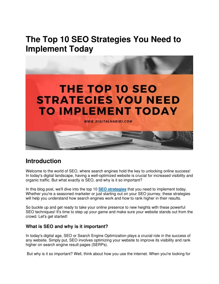 the top 10 seo strategies you need to implement