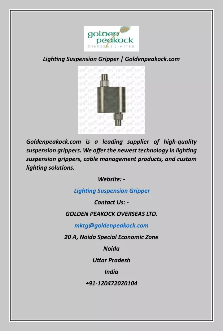 lighting suspension gripper goldenpeakock com