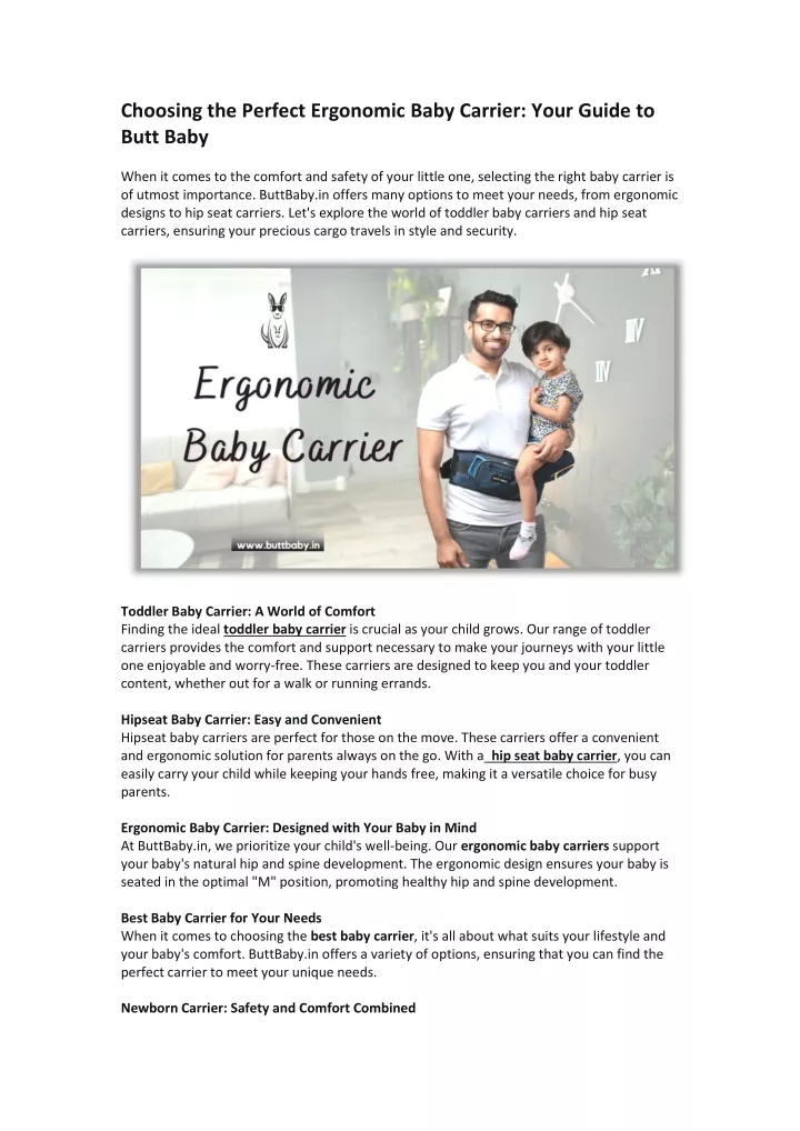 choosing the perfect ergonomic baby carrier your