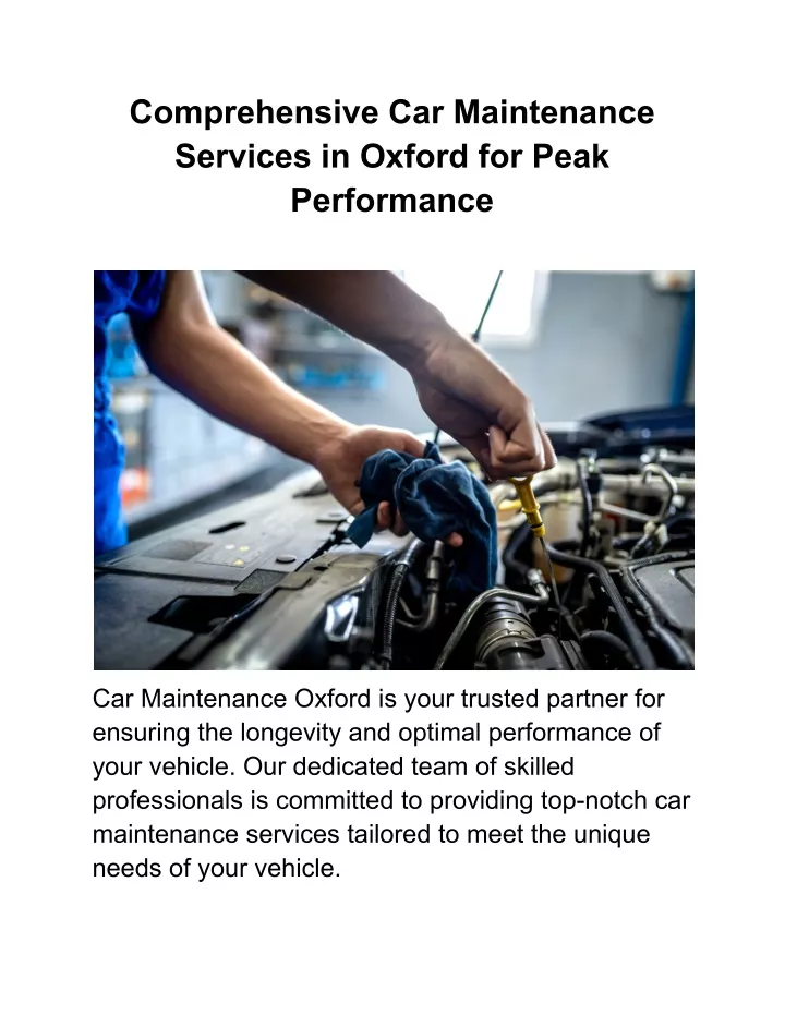 comprehensive car maintenance services in oxford