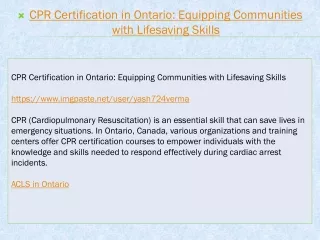 CPR Certification in Ontario: Equipping Communities with Lifesaving Skills