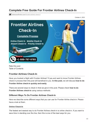 Complete Free Guide For Frontier Airlines Check-In