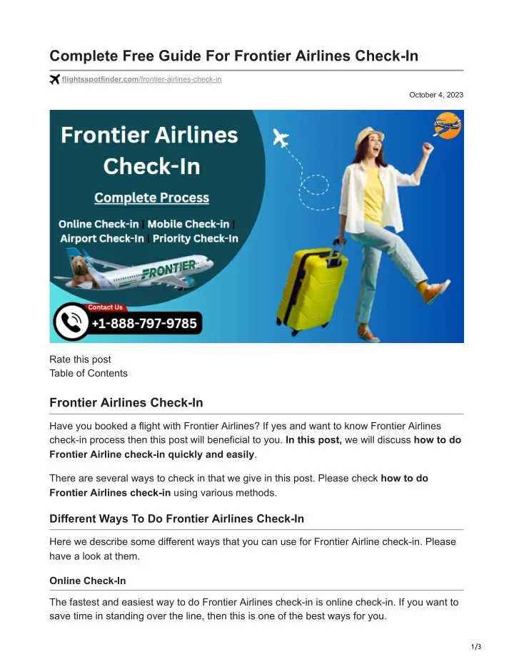 complete free guide for frontier airlines check in