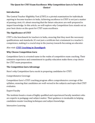 the quest for ctet exam excellence