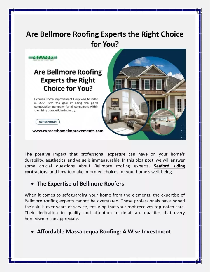 are bellmore roofing experts the right choice