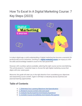 how to excel in a digital marketing course