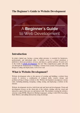 the beginner s guide to website development